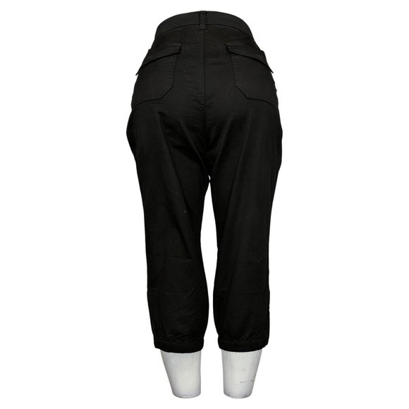NWT LISA RINNA COLLECTION CROPPED TWILL PANTS BLACK 8 - Picture 2 of 10